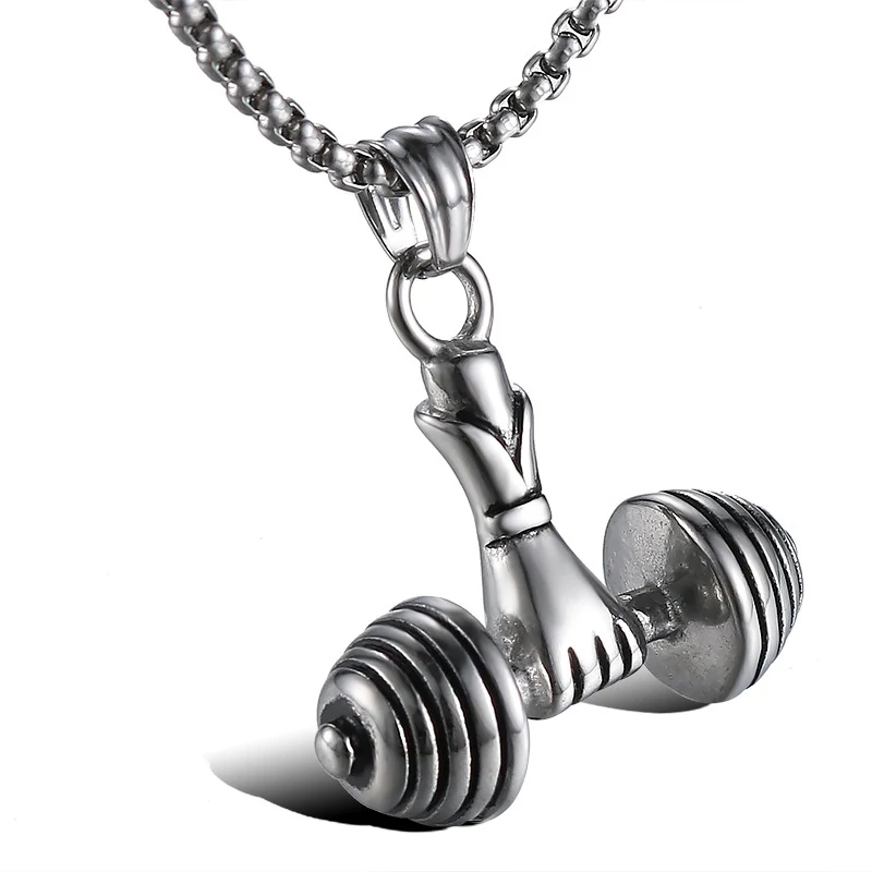 Olowu тренажерный зал вес Кроссфит ожерелье с гантелями ювелирные изделия