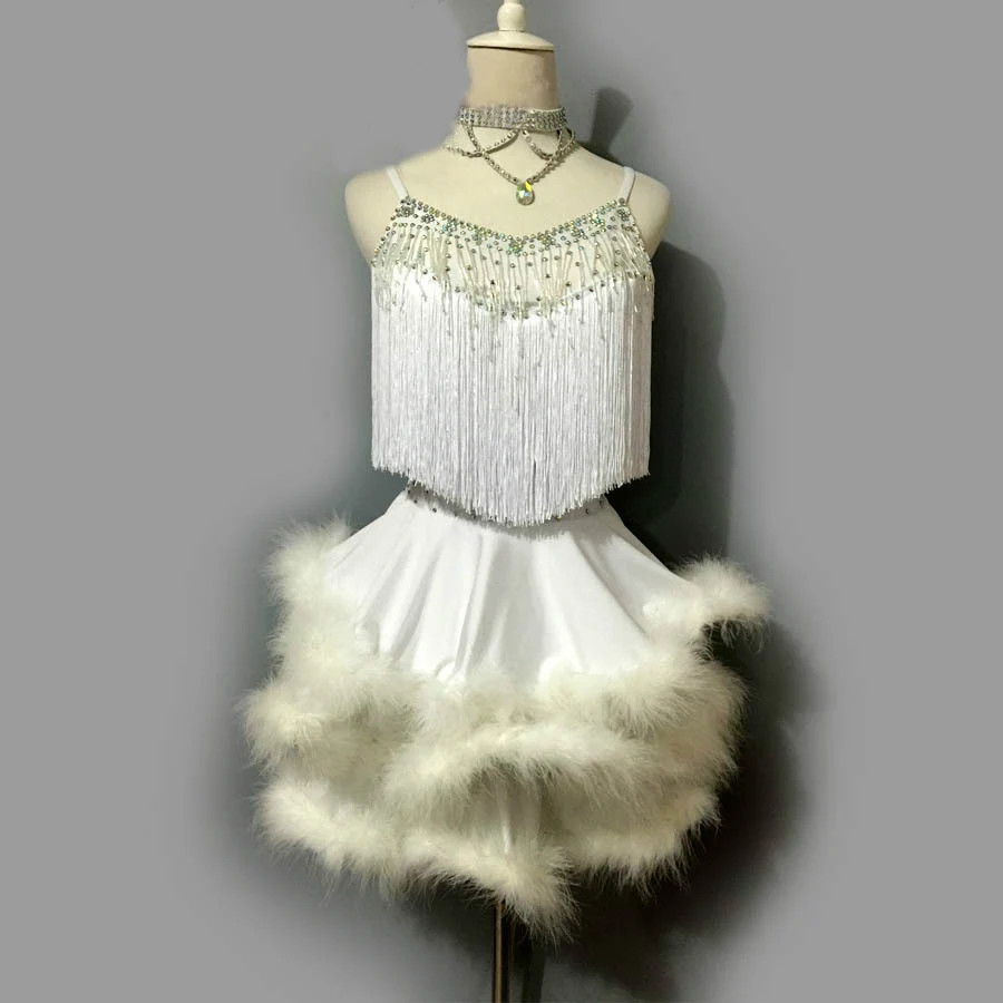 

New style Latin dance costume sexy senior tassel feathers latin dance dress for women latin dance competition dresses S-4XL