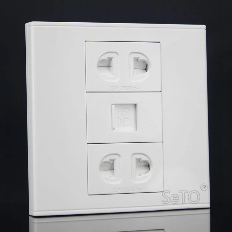 SeTo 86 Type RJ45 Cat5e Network + 10A250V Two Hole Power Socket Wall Plate Keystone Faceplate | Обустройство дома