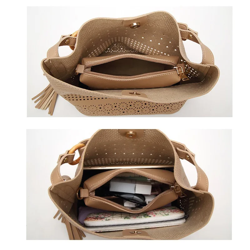 

2018 New Women's Tassels Comspoite Bag Wild Fashion Women's Shoulder Slanting Empty Shoulder Bag LQL11
