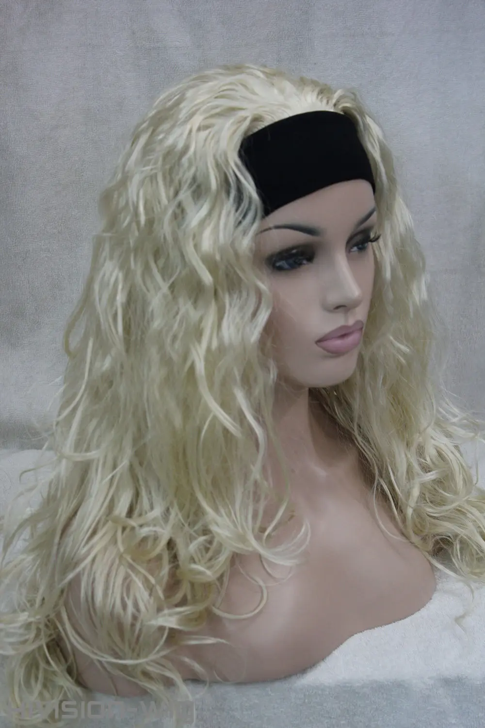 Горячая жаропрочных Партия волос&gt&gt&gt Мода Бледная Блондинка Длинные Вьющиеся