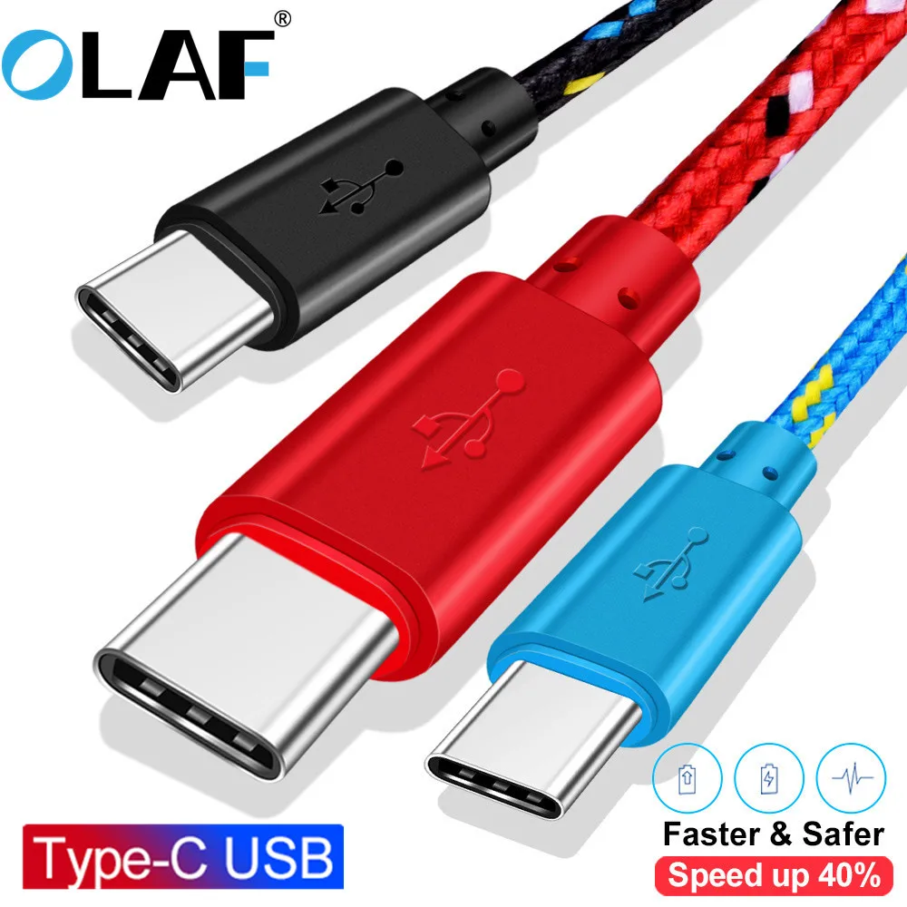 Кабель OLAF Type C в нейлоновой оплетке USB 1 м 2 3 Синхронизация данных Быстрая зарядка