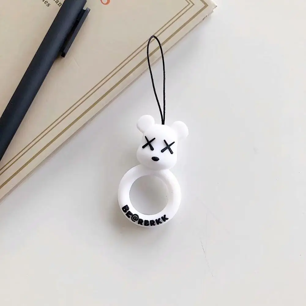 Универсальный силиконовый ремешок для ключей, ремни для телефонов, брелоки для мобильных телефонов, брелоки, кольца для пальцев, Мультяшные Аксессуары для мобильных телефонов - Цвет: Серебристый / серый