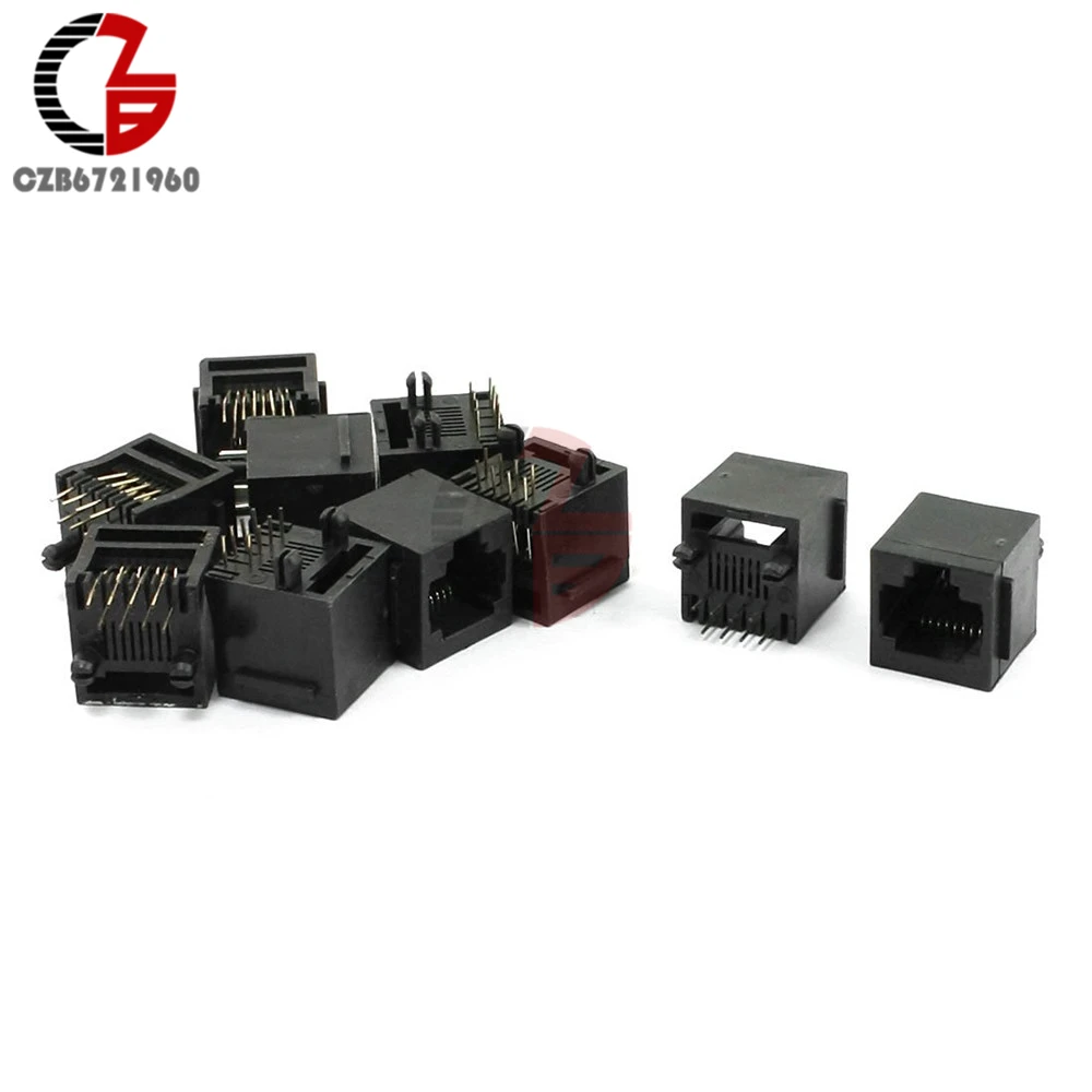 10 шт. черный RJ45 8P8C Jack модули PCB крепление сети Интернет разъемы