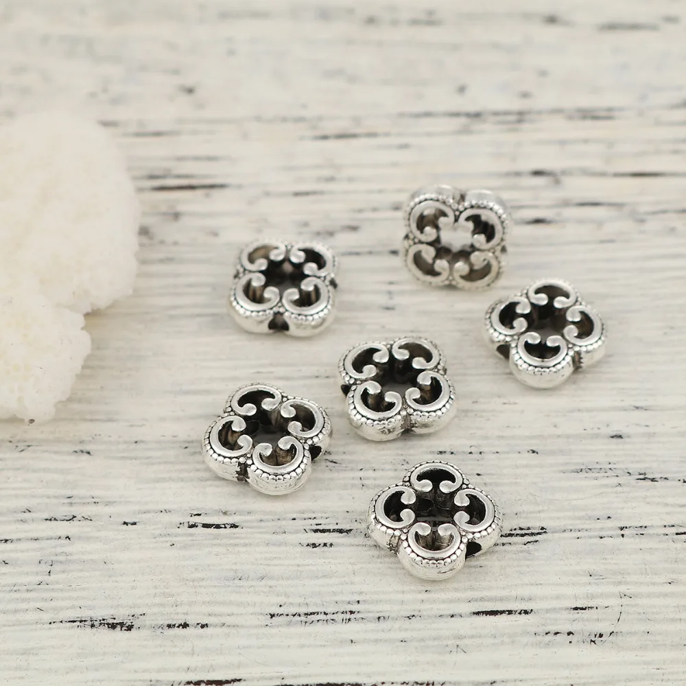 DoreenBeads цинковый бусины вставки из сплава в форме цветка Серебряный Цвет