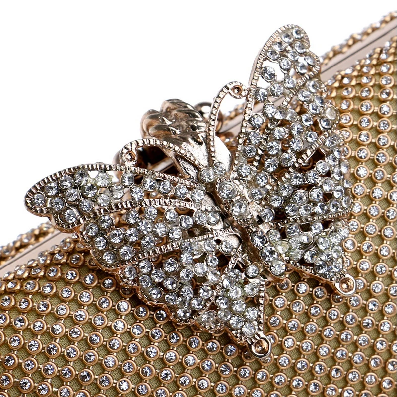 

XIYUAN Delicate Collection Gold Evening Bag Women Clutch Luxury Female Evening Handbags Ladies Clutches Butterfly Diamond