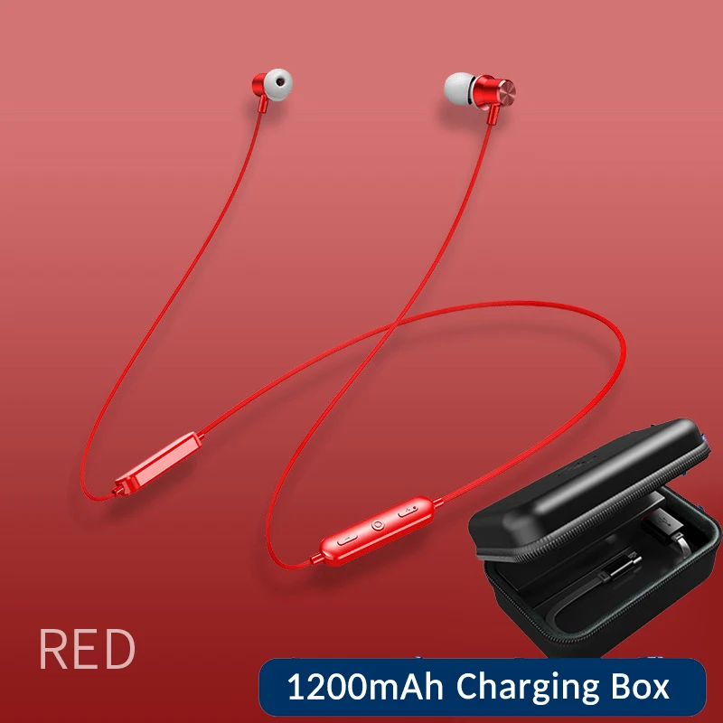 Red 1200mAh Rovtop Bluetooth 5,0 наушники магнитные беспроводные наушники 2200 мАч HD голосовые спортивные басы стерео наушники с микрофоном для iPhone Z2 - Цвет: Red 1200mAh