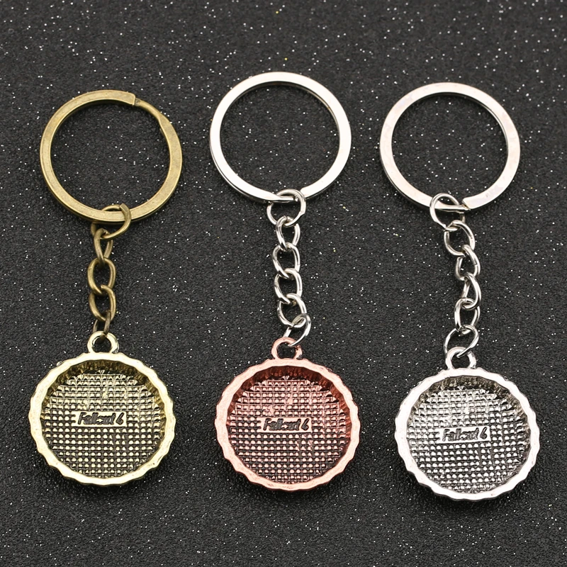 Fallout 4 Nuka Cola Keychain Fall out 3 Drink Bottle Cap Vintage Antique Bronze Silver Color Keyring Key Chain Ring Wholesale | Украшения и