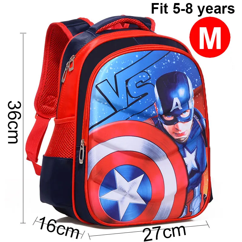 Red M Captain B 3D Капитан Америка Железный человек мальчик девочка дети детский сад школьная сумка Подростковая Дети Студенческие рюкзаки - Цвет: Red M Captain B