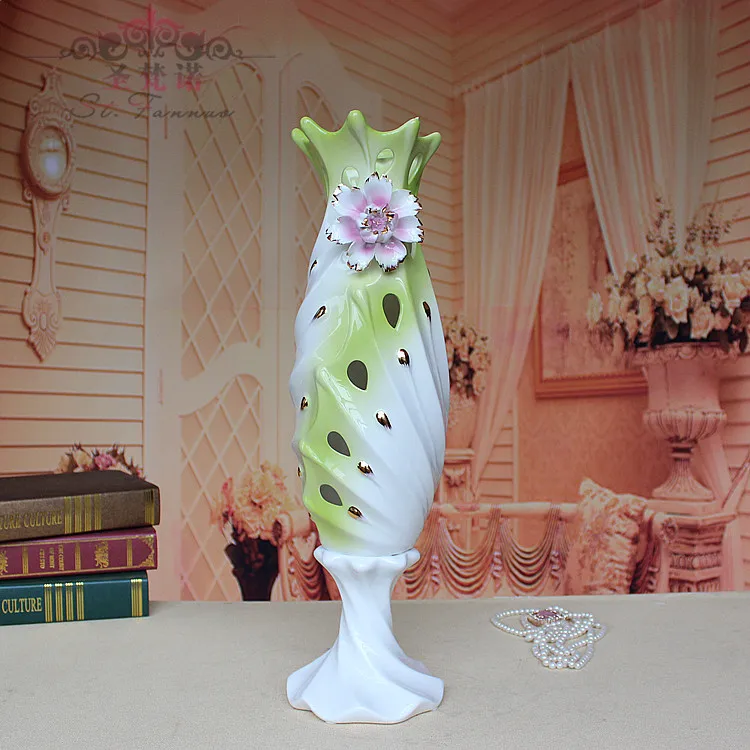 

Large color series with bottom plating noble gilt Send flowers ceramic vases wholesale home decorations SF99115