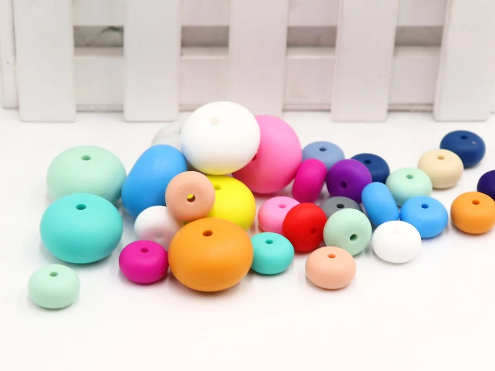 200 шт Силиконовые Бусины Abacus, пищевая сенсорная игрушка для прорезывания зубов, сделай сам, украшения для жевательных детей, любимый подарок для душа, чечевичные бусины