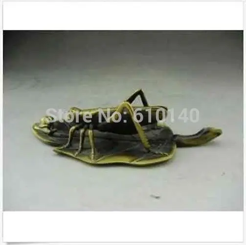 Абсолютно редко! Китайская архаичная Бронзовая статуя лист/Кузнечик/статуя