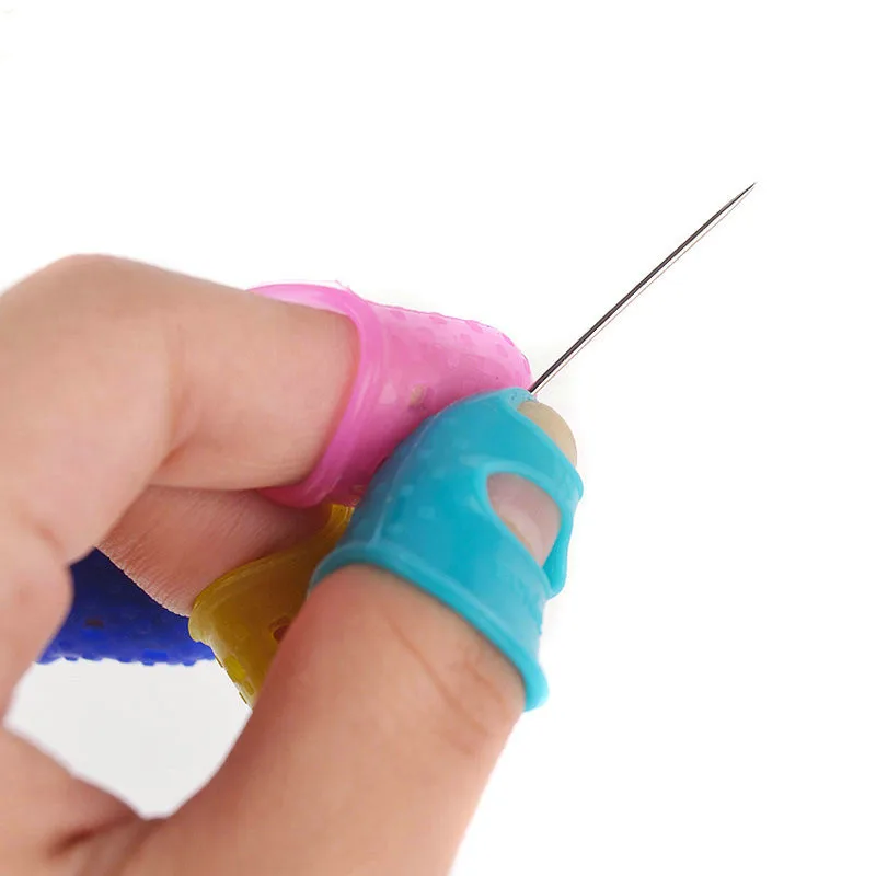 Silicone Thimble Finger Protector Stitching Sewing Needlework Tool Random Colors Musical instrument finger protector | Дом и сад