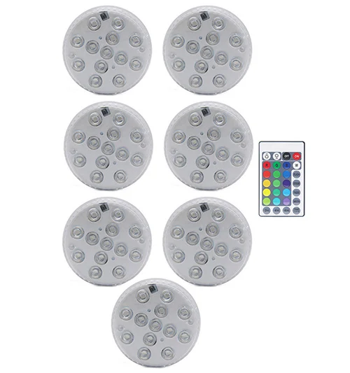 1 controller 7 Lamp 13 светодиодов RGB погружной светильник на батарейках для бассейна подводный ночной Светильник ваза Свадебная вечеринка праздник сад празднование - Испускаемый цвет: 1 controller 7 Lamp