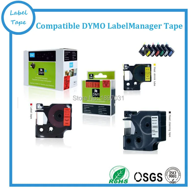 

Free shipping 5pk/lot mixed colors Dymo Labelmanager 9mm D1 40911 40912 40913 40914 40915 Ribbon label Maker Dymo D1 Tape