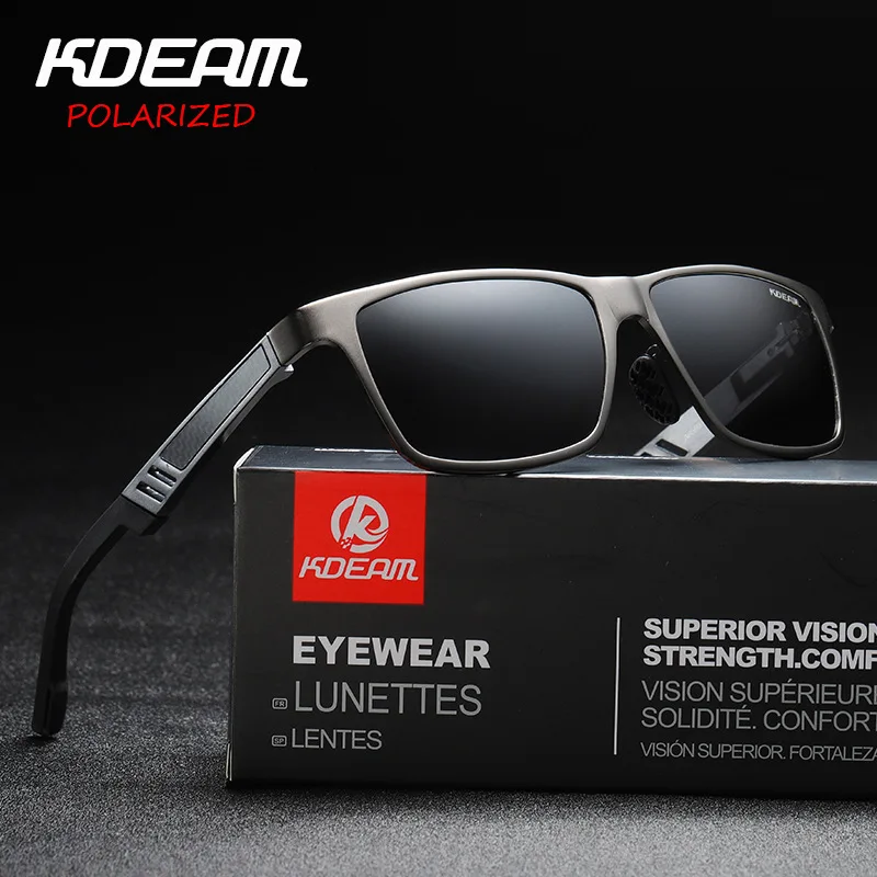 Мужские зеркальные солнцезащитные очки KDEAM поляризационные в