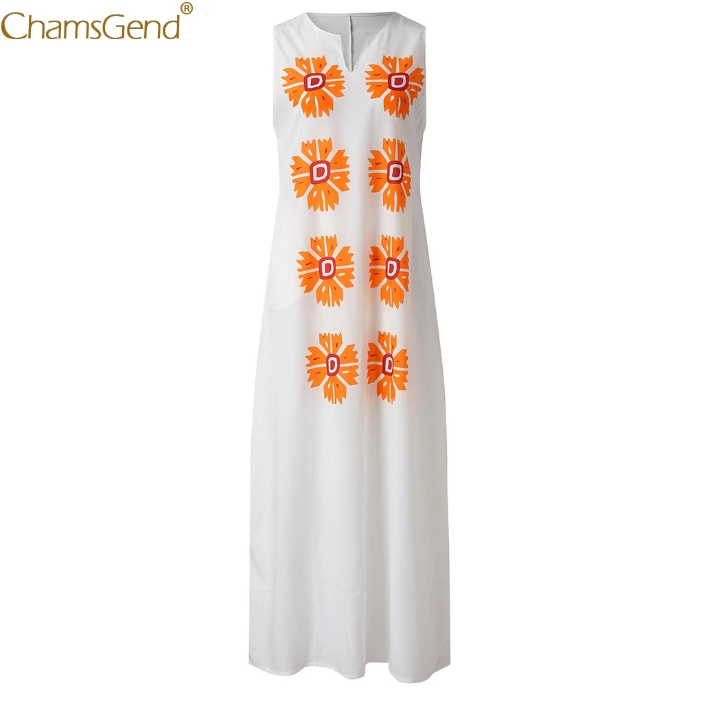 Повседневные пляжные платья без рукавов с v образным вырезом и цветами туники