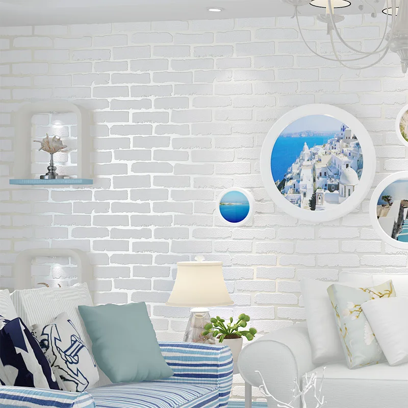 

Beibehang Home decoration 3d pure white brick wallpaper embossed brick barber shop clothing 3d wallpaper roll papel de parede