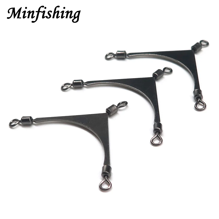 Minfishing 10 PCS American Fishing Rolling Swivel 3 way Stainless Steel Connector swivels fishing tackle | Спорт и развлечения