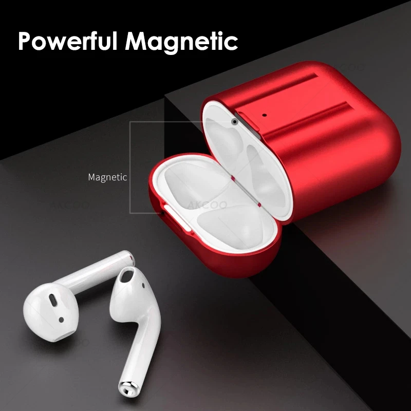 Магнитные Металлические Чехлы Akcoo для AirPods, ультра легкий противоударный чехол для AirPods 1 2, оболочка с силиконовым шнурком