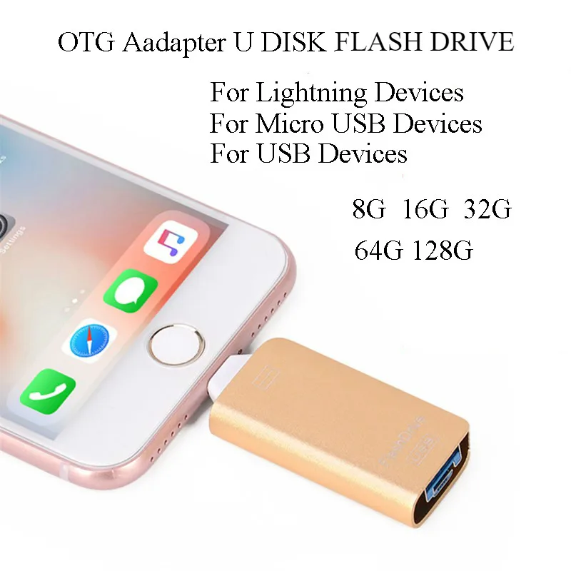 OTG адаптер U диск USB флэш накопитель для Iphone IPad сверкающий Micro Android телефонов 3 0