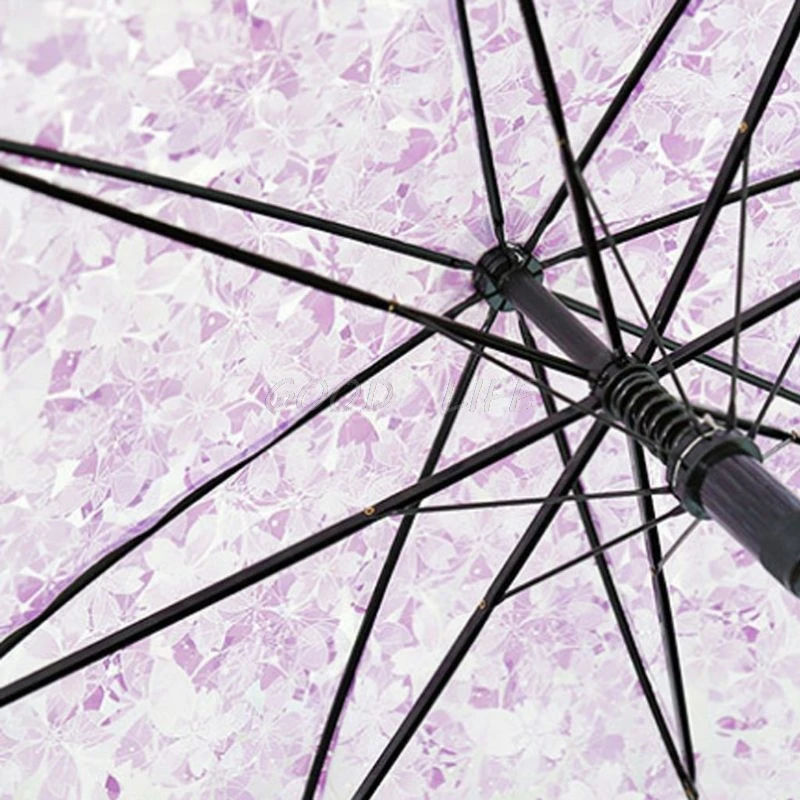 

Romantic Transparent Clear Flowers Bubble Dome Umbrella Half Automatic For Wind Heavy Rain Dropshipping