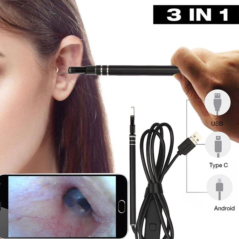 Ear Otoscope мегапикселя камера для осмотра ушей 3 в 1 USB ушной цифровой эндоскоп воск