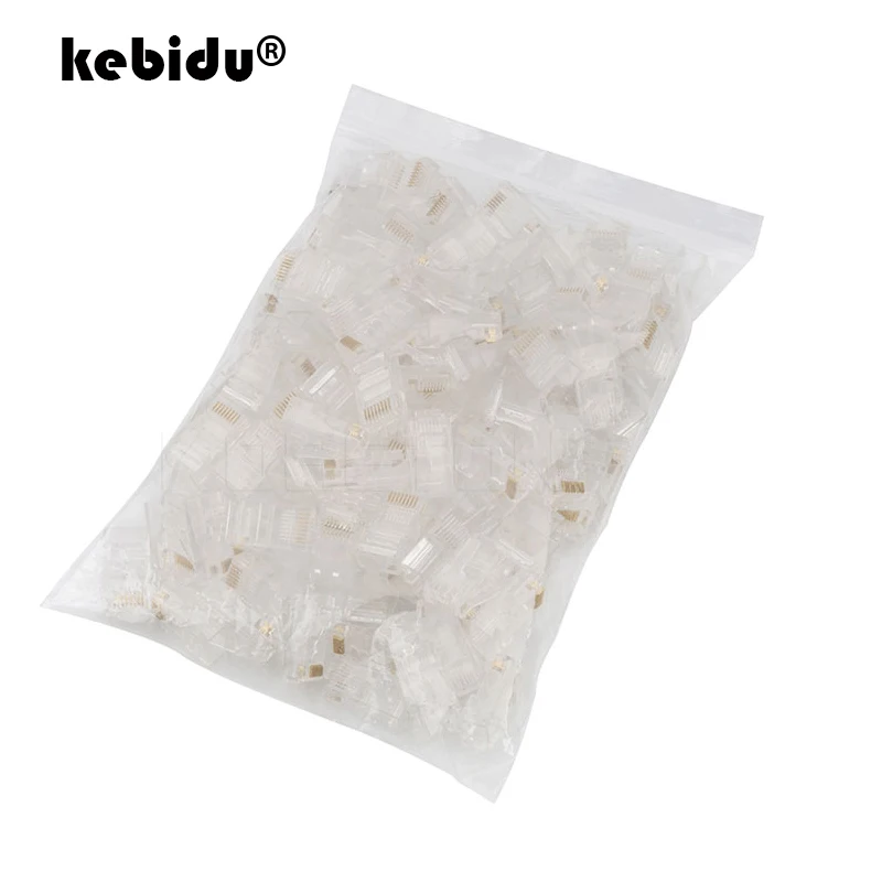 

Hot Sale 100PCS/lot RJ45 RJ-45 Ethernet Cables Module Plug Network Connector For UTP Cat5 Cat5e Network Cable Crystal Heads 8P8C