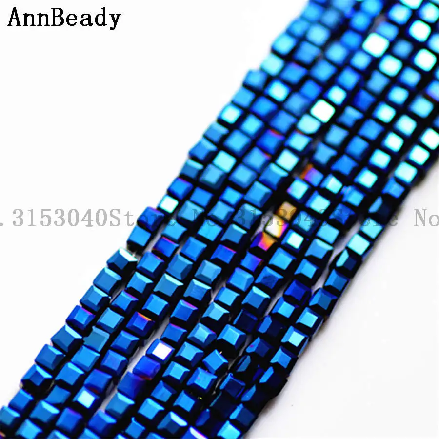 plated blue 1980 шт Желтый цвет 2 мм квадратный кубический разделитель Австрийские хрустальные стеклянные бусины россыпью бусины DIY для изготовления ювелирных изделий бусины-разделители - Цвет: plated blue