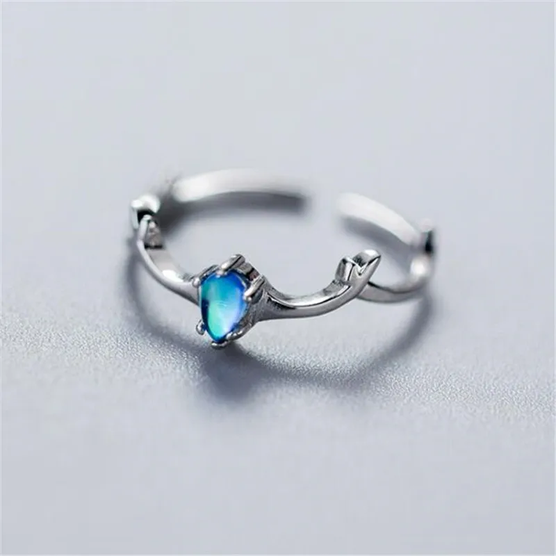 Silver 925 пробы, серебряные, синие, Кристальные Рога лося, Индивидуальные Кольца для женщин, Рождество, новинка 925, серебряные ювелирные изделия J4782 - Цвет основного камня: Silver