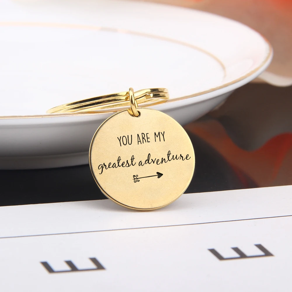 Creative Key Chain Engraved You Are My Greatest Adventure Arrows Mini Delicate Bag Charm Gifts For Boyfriend Girlfriend Keyring | Украшения