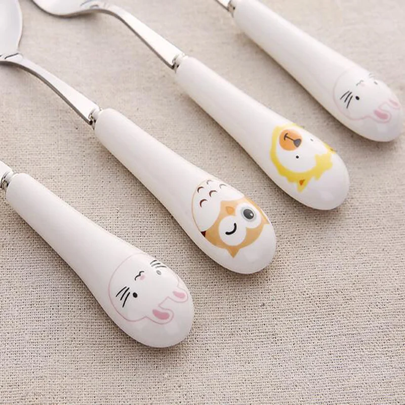 1 шт. мультяшная Милая вилка для кошки нержавеющая сталь длинная ручка