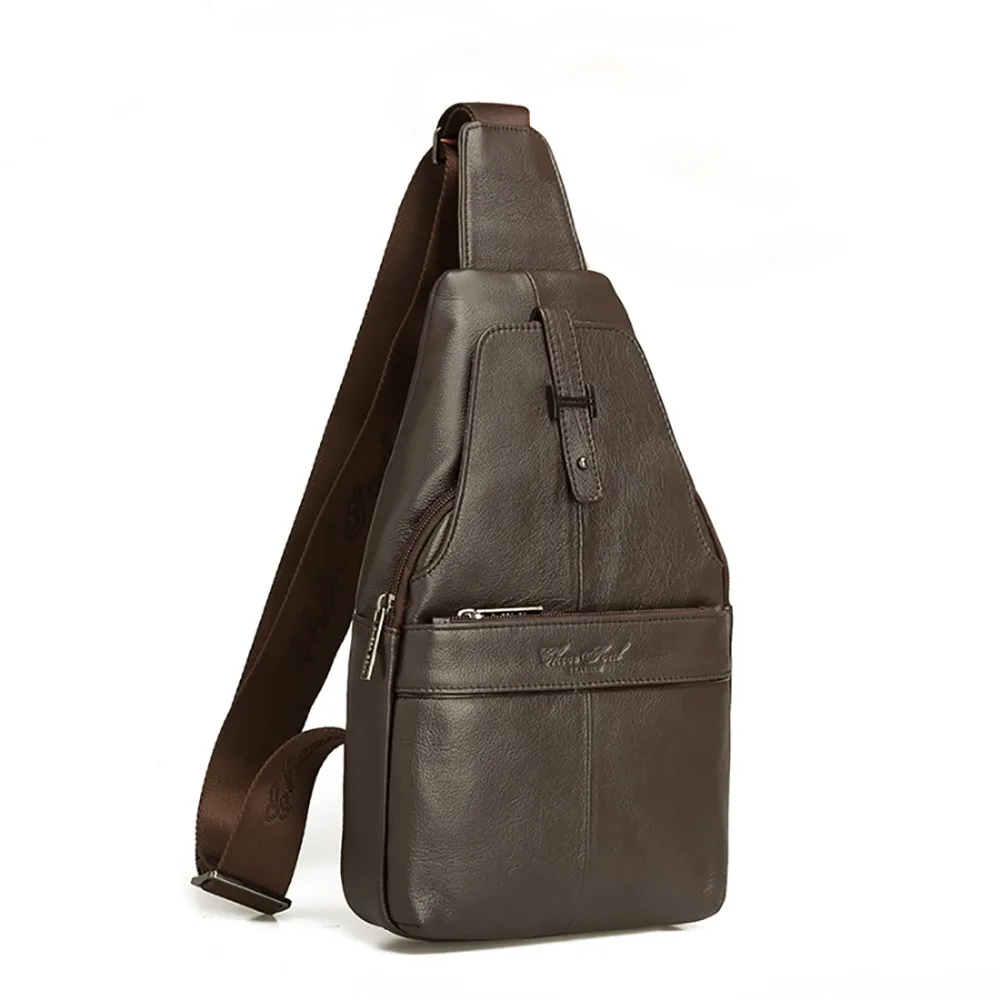 Мужская нагрудная Сумка слинг из 100% натуральной кожи повседневная винтажная