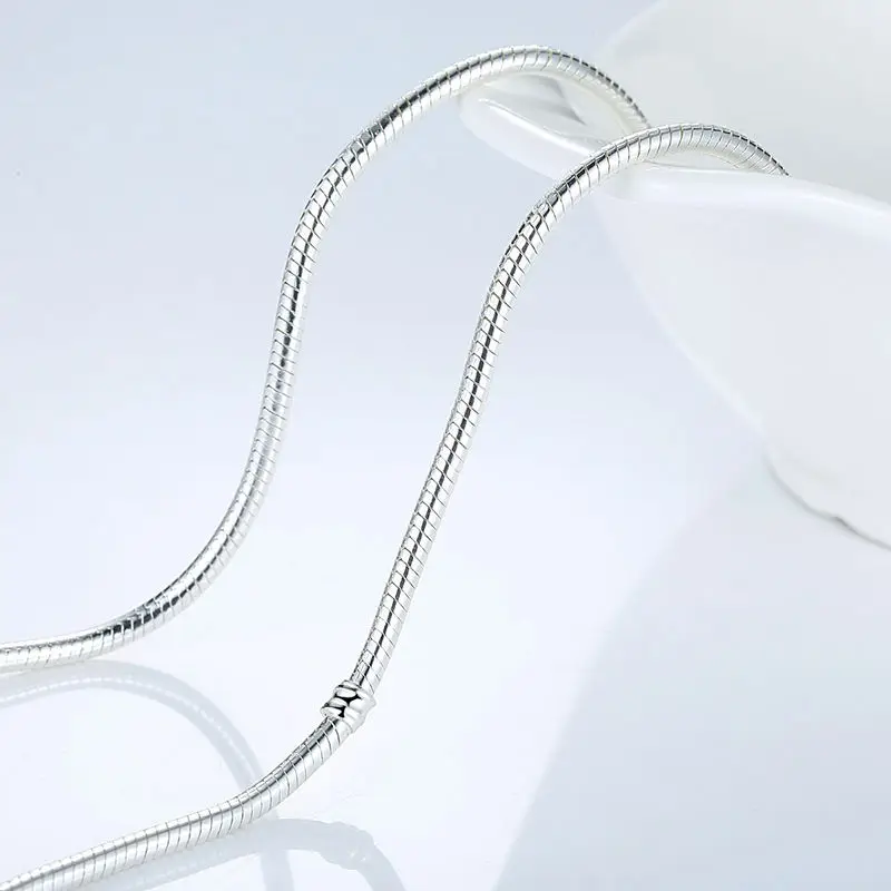 

2020 Hot Sale Fashion 45CM Silver color Snake Chain Necklace Pendant Fit Original Beads Charms DIY Jewelry Gift