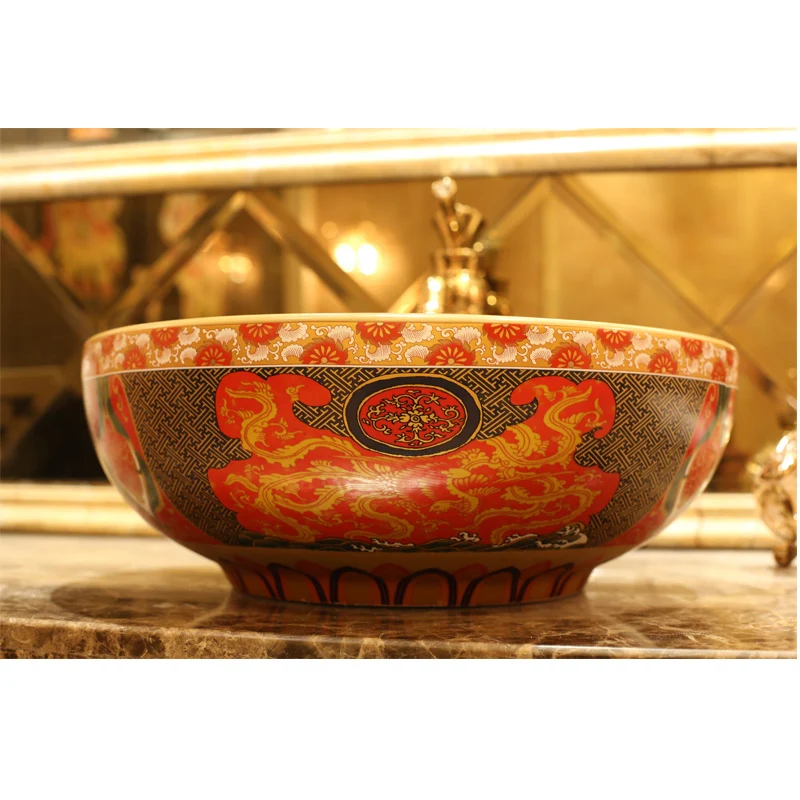 Керамическая раковина Jingdezhen для ванной комнаты из фарфора столешница античная