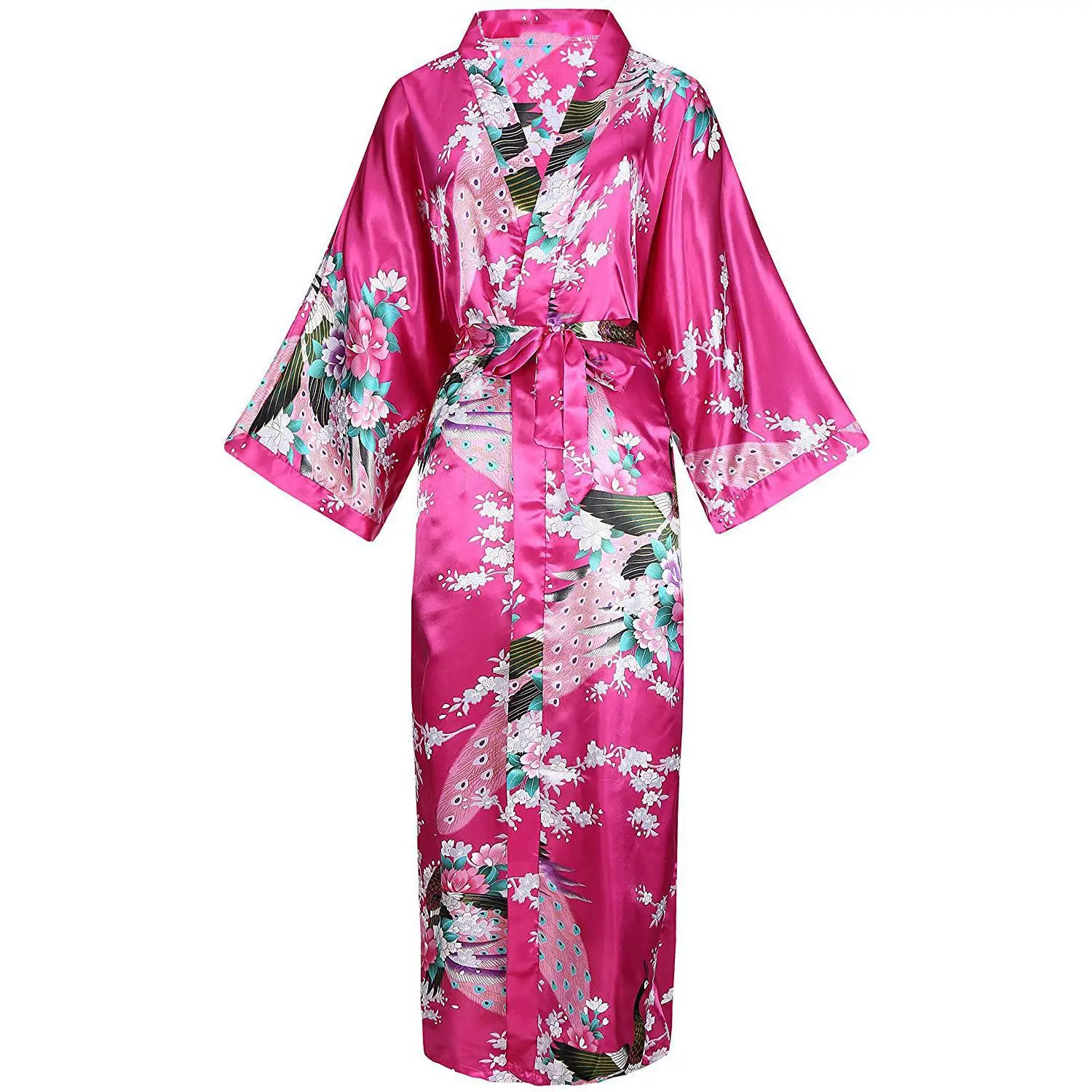 Long Robe 10 Искусственный шелк, атлас, Женский длинный халат, цветочное кимоно, банный халат, повседневная одежда для сна, домашняя одежда размера плюс, халат для невесты, подружки невесты - Цвет: Long Robe 10