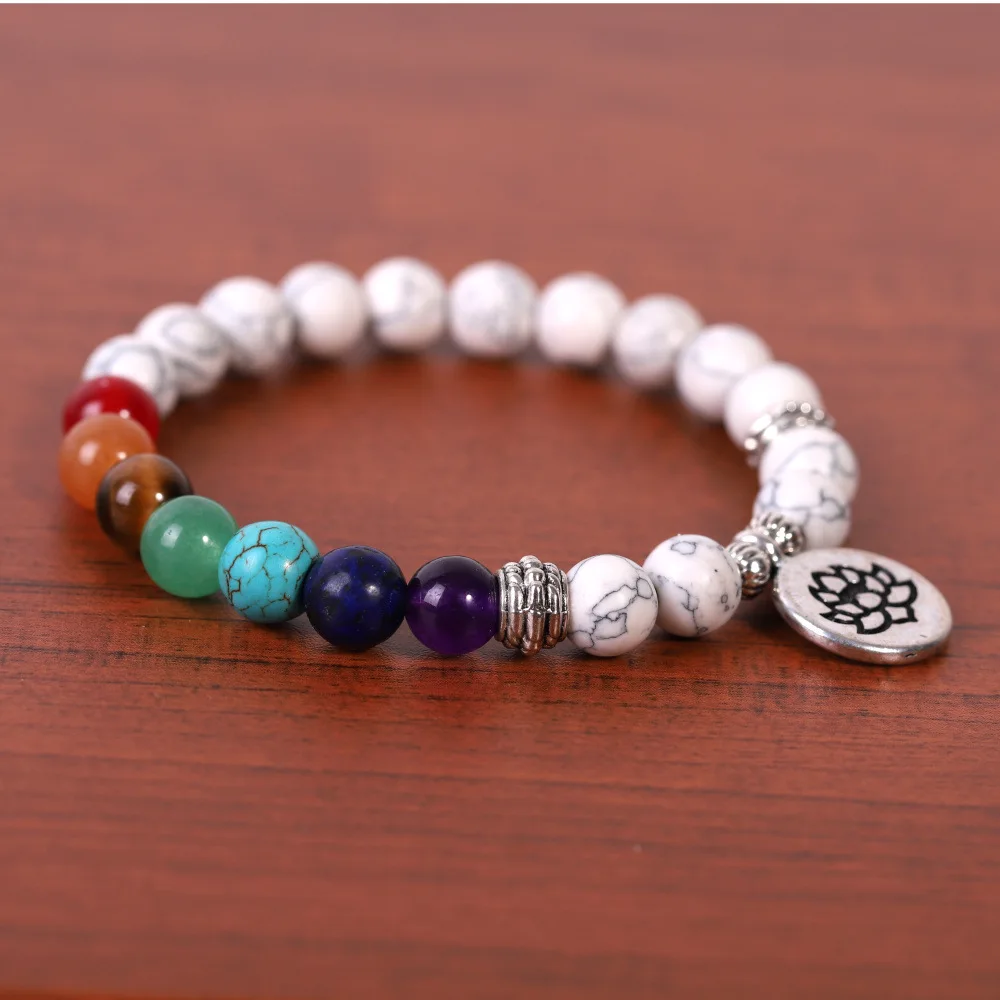 8 мм 7 Чакр бусины Howlite матовый черный лавовый камень Арома эфирное масло диффузор