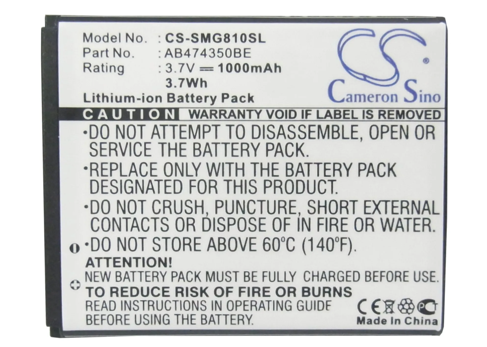Аккумулятор Cameron Sino AB474350BE AB474350DE 1000 мАч для Samsung B5722 B5722C B7722 B7732 C3610c i6320c i6330 I560 I568 i688