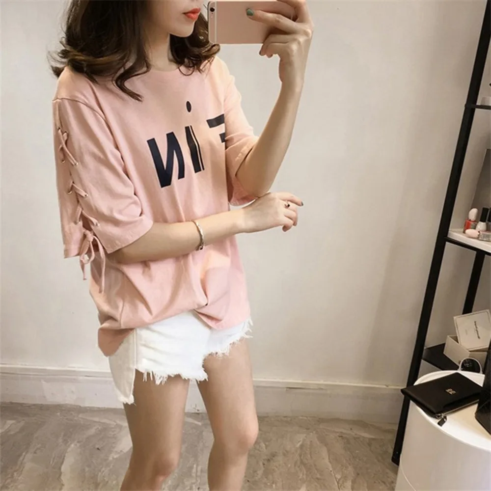 Женская футболка с круглым вырезом летняя повседневная свободная принтом в виде