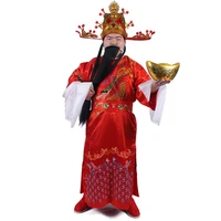 chinese ancient classic embroidery red suits story stage costumes cai shenye god of wealth costume role play