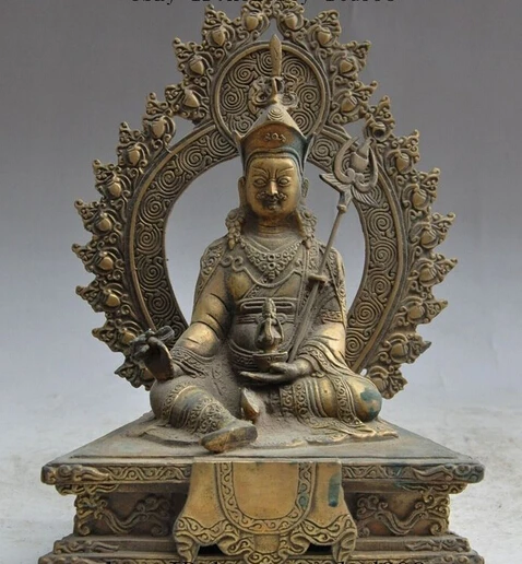 Shitou 002437 10 &quotТибет буддизм Бронзовая Padmasambhava Guru Rinpoche статуя бога Будды | Дом и сад