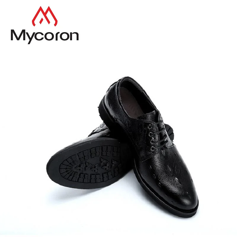 MYCORON 2018 кожаные ботинки для мужчин пояса из натуральной кожи кружево до