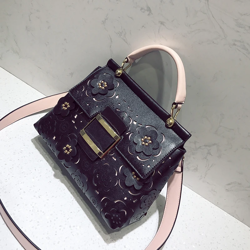 Женская сумка с заклепками клатч через плечо цветочным принтом и вырезами 2017|bag