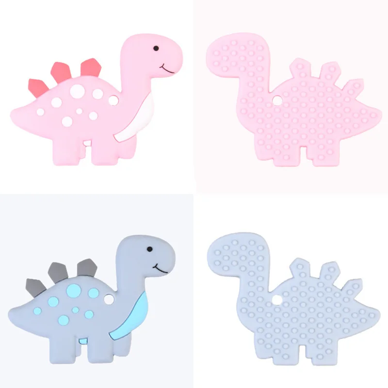

Baby Teething Toy Food Grade Soft Silicone Cartoon Dinosaur Shape Teether Infants Toddlers Use NSV775