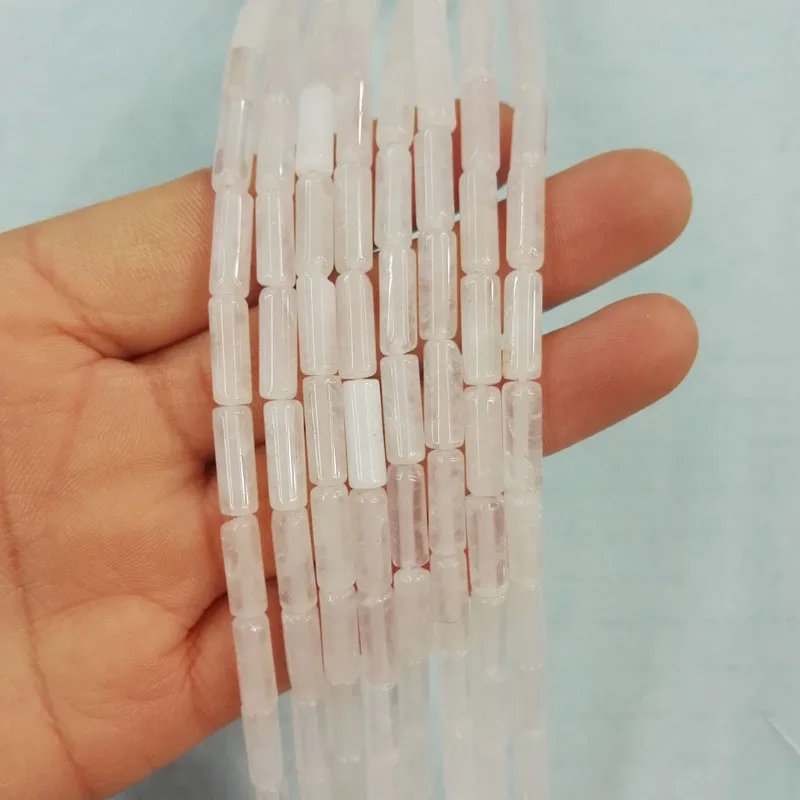 Натуральный розовый кристаллический камень трубчатые бусины оптовая продажа