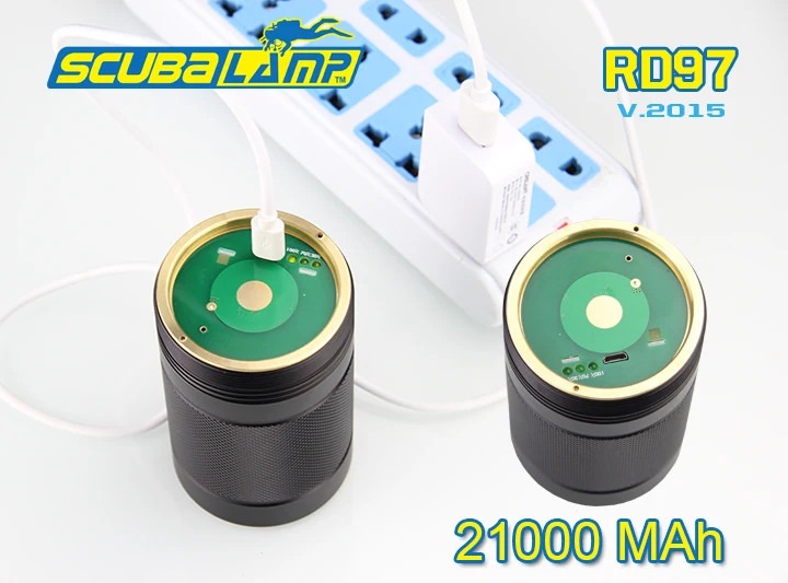 2015 Новинка Scubalamp RD97 фонарик для дайвинга 100 м 4000 люмен 4 * XP L LED 7*18650 Батарейный