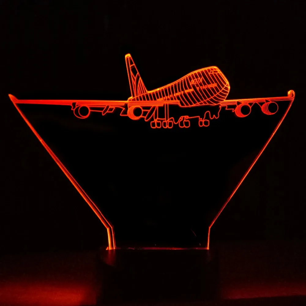 3d лампа в виде летающего самолета декоративная настольная RGB для настроения