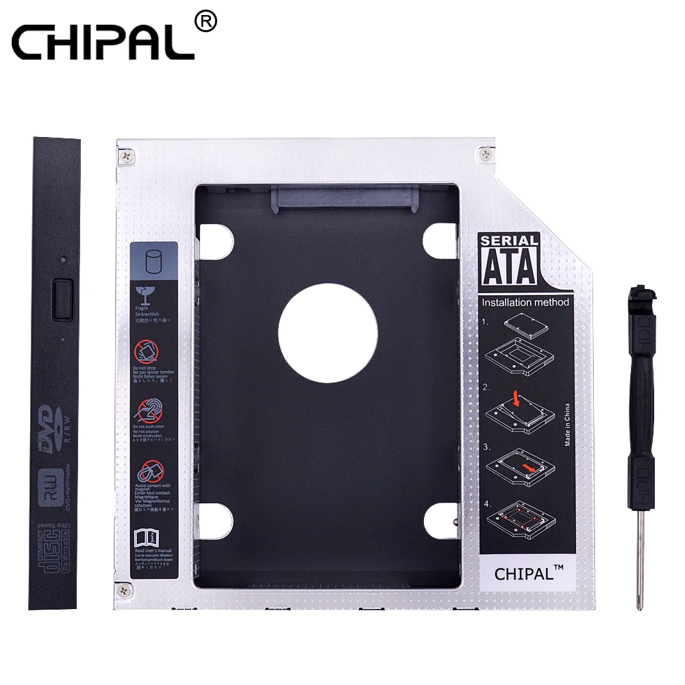 CHIPAL алюминиевый Универсальный SATA 3,0 2nd HDD Caddy 12,7 мм 2," жесткий диск Корпус SSD чехол+ Светодиодный индикатор для ноутбука DVD CD rom