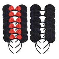 12pcs mickey minnie ears sequin headbands birthday party favors kids girls boys hair accessories 6black sequin 6 sequin red