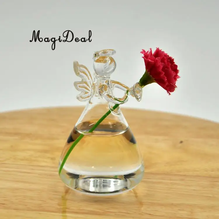 MagiDeal Handmade Angel Clear Glass Wall Hanging Vase Bottle for Plant Flower Bedroom Living Room Office Home Decor Friends Gift | Дом и сад